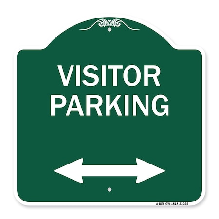 Reserved Parking Visitor Parking Arrow Pointing Left and Right, Green & White, A-DES-GW-1818-23025